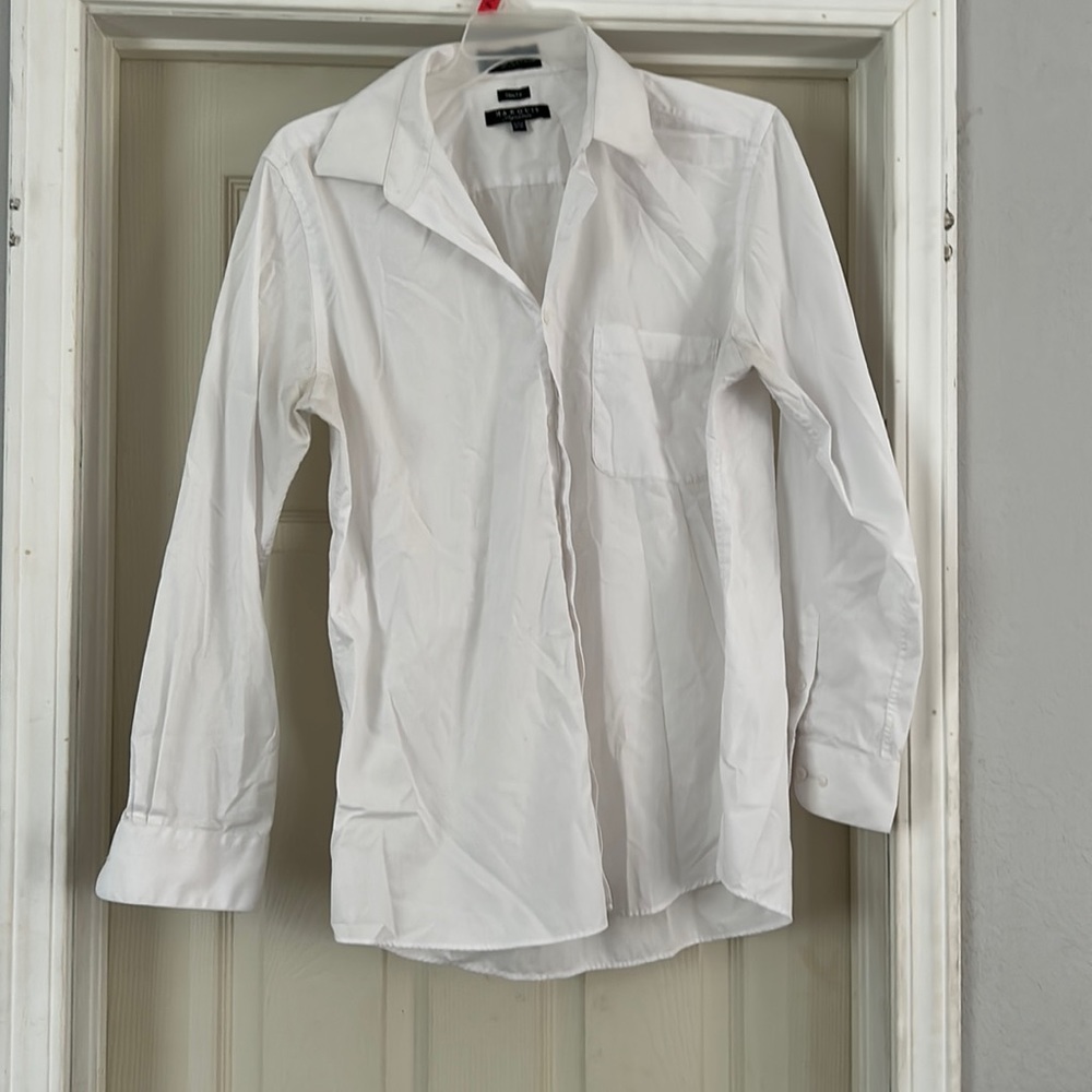 Men’s Shirt Dress White MARQUIS SIGNATURE slim Fit Neck 17 / 17 1/2 , 34-35